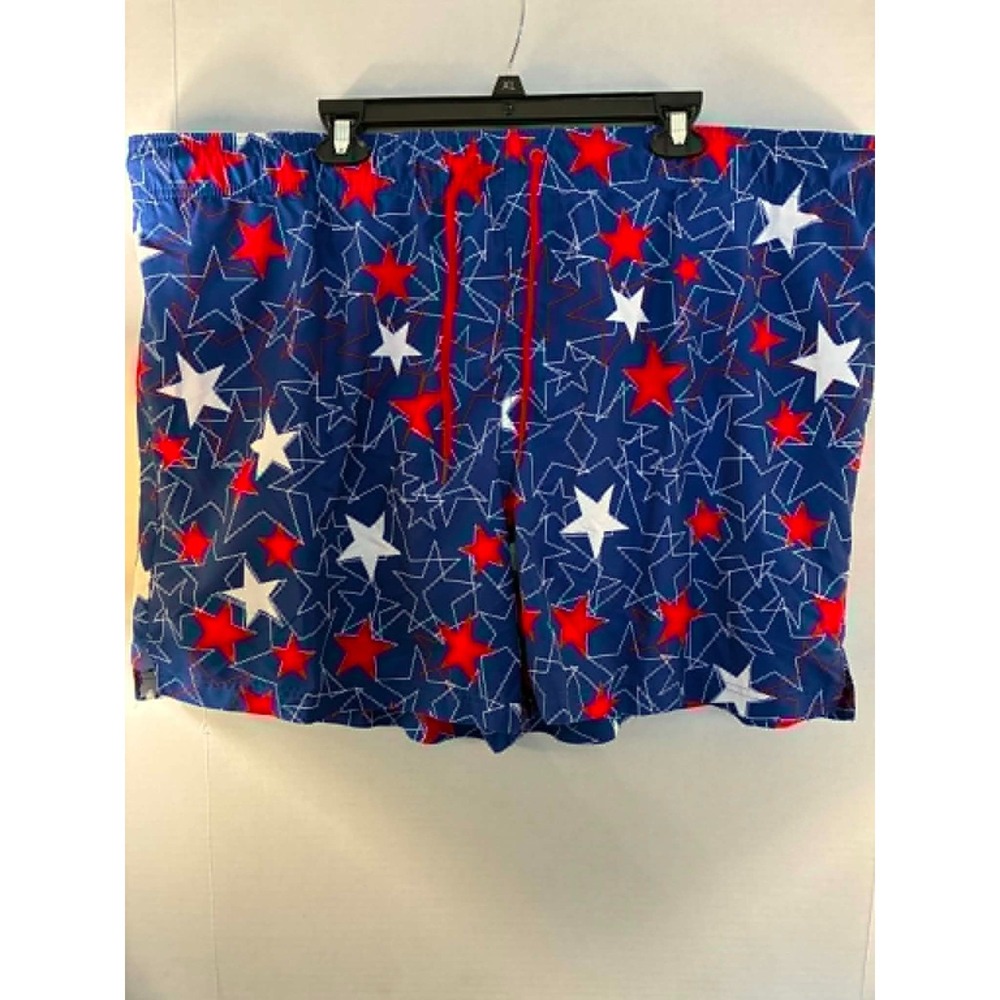 George Mens Americana Swim Shorts Blue Red White Stars Trunks 3XL 48-50 NWT
